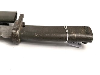 1.Weltkrieg,  Ersatzseitengewehr EB 12  mit Stahlgriff , Reinigungsloch,  mit ausgeprägter Laufkralle 17,5mm  und Klinge mit Hohlkehle, Klingenlänge 31cm, Originallack