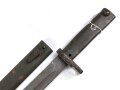 1.Weltkrieg,  Ersatzseitengewehr EB 12  mit Stahlgriff , Reinigungsloch,  mit ausgeprägter Laufkralle 17,5mm  und Klinge mit Hohlkehle, Klingenlänge 31cm, Originallack