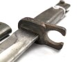 1.Weltkrieg,  Ersatzseitengewehr EB 12  mit Stahlgriff , Reinigungsloch,  mit ausgeprägter Laufkralle 17,5mm  und Klinge mit Hohlkehle, Klingenlänge 31cm, Originallack
