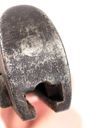 1.Weltkrieg Ersatzseitengewehr EB 90 aus belgischem Comblain Modell 1882 Garde Civique,  Scheide mit Originallack, deutscher Abnahmestempel auf Knaufoberseite,
