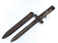 Italien, Seitengewehr Modell Carcano 1891/38 , Stahlscheide , Drücker fest, ungereinigt, 