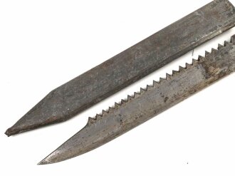 1.Weltkrieg, Faschinenmesser/Grabenmesser mit wuchtiger Klinge und Sägezahnung, Hersteller Friedrich Kottenhoff Waffenfabrik Gewelsberg in Westfalen, Laut Angaben des Vorbesitzers Württemberg, dies aber für mich nicht zu belegen