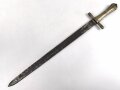 Schweiz, Weidmesser ohne Scheide , aufpflanzbar, Kantonal, Arretierungsfeder fehlt, Gesamtlänge 65,7 cm, Messinggriff mit gerader Parierstange   glatte Keilklinge beschliffen mit Rostspuren,  Schlitzlänge für die Gewehraufnahme 7cm, Schlitzbreite 3,5 mm