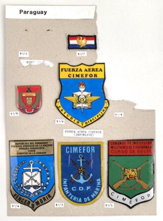 Paraguay, Sammlung Ärmelabzeichen der Luftwaffe, auf...