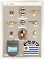 Uruguay, Sammlung verschiedener Abzeichen des Militärs, teils auf Karton getackert