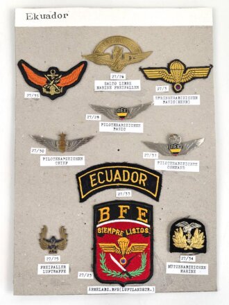 Ecuador, Sammlung Piloten- und sonstige Abzeichen, teils...