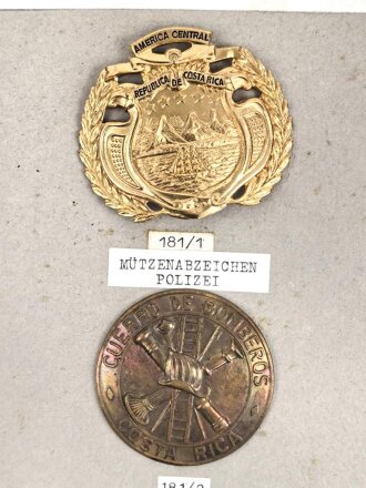 Costa Rica, Sammlung Mützenabzeichen Polizei, Feuerwehr