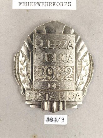 Costa Rica, Sammlung Mützenabzeichen Polizei, Feuerwehr