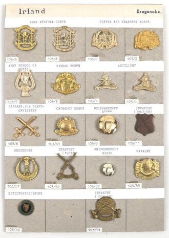 Irland, Sammlung verschiedener Kragenabzeichen
