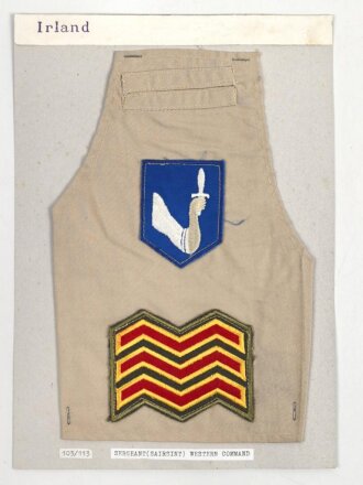 Irland, Armbinde für den Oberarm " Western Command " auf Karton getackert