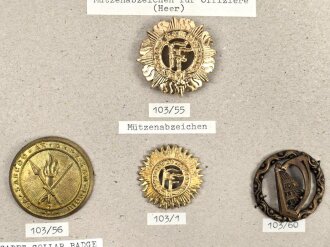Irland, Sammlung Mützenabzeichen, auf Karton getackert