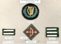 Irland, Sammlung Mützenabzeichen und Rangabzeichen Heer, auf Karton getackert