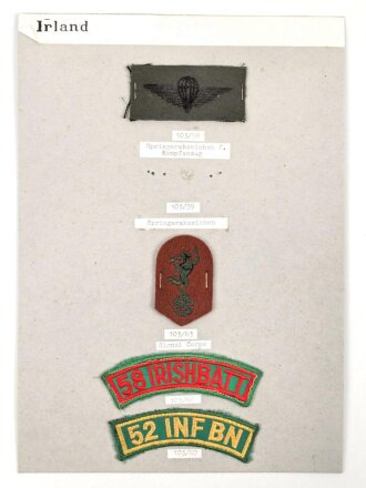 Irland, Sammlung Abzeichen, auf Karton getackert