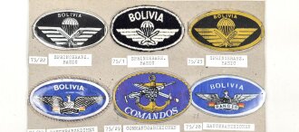 Bolivien, Sammlung Brust und Ärmelabzeichen, auf...