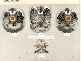 Bolivien, Sammlung Mützenabzeichen für Offiziere