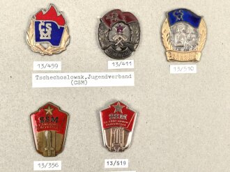 Tschechoslowakei, Sammlung verschiedener Abzeichen " Jugendverband "