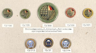 Tschechoslowakei, Sammlung Teilnehmerabzeichen Fallschirmspringermeisterschaften