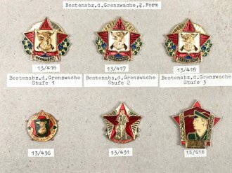 Tschechoslowakei, Sammlung verschiedener Bestenabzeichen der Grenzwache, teils auf Karton getackert