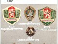 Tschechoslowakei, Sammlung verschiedener Bestenabzeichen der Grenzwache, teils auf Karton getackert