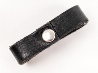 Schieber für ein Zweidornkoppel , schwarzes Leder, Innenmaß 43mm, Nachkriegsfertigung