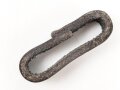 Schieber für ein Zweidornkoppel , schwarzes Leder, Innenmaß 43mm, Nachkriegsfertigung