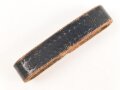 Schieber für ein Zweidornkoppel , schwarzes Leder, Innenmaß 48mm, Nachkriegsfertigung
