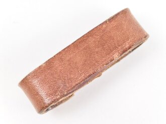 Schieber für ein Zweidornkoppel , braunes Leder, Innenmaß 41mm