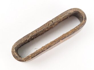 Schieber für ein Zweidornkoppel , braunes Leder, Innenmaß 46mm