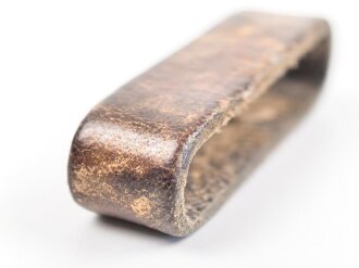 Schieber für ein Zweidornkoppel , braunes Leder, Innenmaß 46mm
