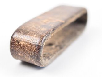 Schieber für ein Zweidornkoppel , braunes Leder, Innenmaß 46mm