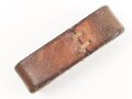 Schieber für ein Zweidornkoppel , braunes Leder, Innenmaß 46mm