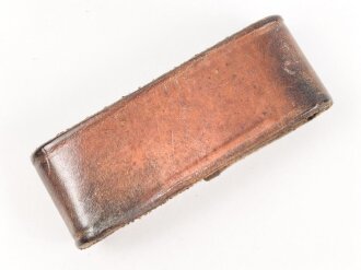 Schieber für ein Zweidornkoppel , braunes Leder, Innenmaß  50mm