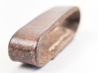 Schieber für ein Zweidornkoppel , braunes Leder, Innenmaß  53mm