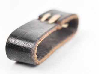 Schieber für ein Zweidornkoppel , schwarzes Leder, Innenmaß  47mm