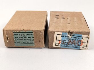 2 Stück leere Patronenschachteln für je 15 Schuss Munition zum K98 der Wehrmacht