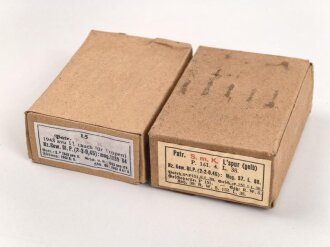 2 Stück leere Patronenschachteln für je 15 Schuss Munition zum K98 der Wehrmacht