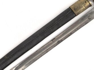 Kaiserreich, Preussen, Seitengewehr Modell 1871, Kammerstück, W 73, Hersteller Coulaux & Co Klingenthal, Abnahmestempel auf allen Teilen, Truppenstempel auf Parierstange, Mundblechschraube fehlt, einsatzgeschliffen ,