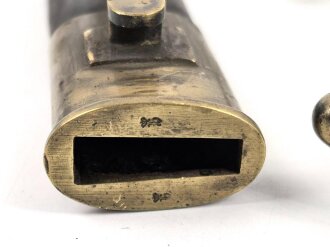 Kaiserreich, Preussen, Seitengewehr Modell 1871, Kammerstück, W 73, Hersteller Coulaux & Co Klingenthal, Abnahmestempel auf allen Teilen, Truppenstempel auf Parierstange, Mundblechschraube fehlt, einsatzgeschliffen ,