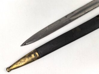 Kaiserreich, Preussen, Seitengewehr Modell 1871, Kammerstück, W 73, Hersteller Coulaux & Co Klingenthal, Abnahmestempel auf allen Teilen, Truppenstempel auf Parierstange, Mundblechschraube fehlt, einsatzgeschliffen ,