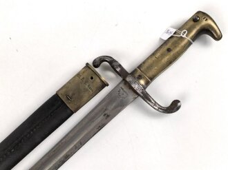 Kaiserreich, Preussen, Seitengewehr Modell 1871, Kammerstück, W 73, Hersteller Coulaux & Co Klingenthal, Abnahmestempel auf allen Teilen, Truppenstempel auf Parierstange, Mundblechschraube fehlt, einsatzgeschliffen ,
