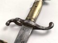 Kaiserreich, Preussen, Seitengewehr Modell 1871, Kammerstück, W 73, Hersteller Coulaux & Co Klingenthal, Abnahmestempel auf allen Teilen, Truppenstempel auf Parierstange, Mundblechschraube fehlt, einsatzgeschliffen ,