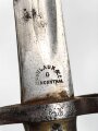 Kaiserreich, Preussen, Seitengewehr Modell 1871, Kammerstück, W 73, Hersteller Coulaux & Co Klingenthal, Abnahmestempel auf allen Teilen, Truppenstempel auf Parierstange, Mundblechschraube fehlt, einsatzgeschliffen ,