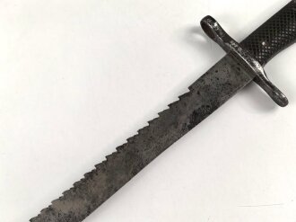 Schweiz, Seitengewehr Vetterli Modell 1878 mit Säge gekürz , Aufpflanzvorrichtung und Federführung  verschlossen, gewaffelter Holzgriff, möglicherweise als Ausgehstück verwendet