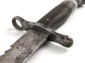 Schweiz, Seitengewehr Vetterli Modell 1878 mit Säge gekürz , Aufpflanzvorrichtung und Federführung  verschlossen, gewaffelter Holzgriff, möglicherweise als Ausgehstück verwendet