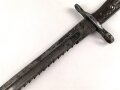 Schweiz, Seitengewehr Vetterli Modell 1878 mit Säge gekürz , Aufpflanzvorrichtung und Federführung  verschlossen, gewaffelter Holzgriff, möglicherweise als Ausgehstück verwendet
