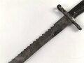 Schweiz, Seitengewehr Vetterli Modell 1878 mit Säge gekürz , Aufpflanzvorrichtung und Federführung  verschlossen, gewaffelter Holzgriff, möglicherweise als Ausgehstück verwendet