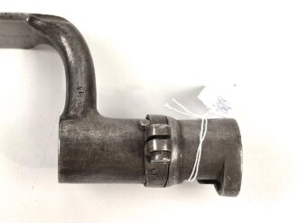 Frankreich, Tüllenbajonett 3 kantig, Typ  Modell AN 9 , wohl deutsches Beutestück, leicht gekürzt, Gesamtlänge 52,5 cm, Tüllenöffnung oben 22mm, Tüllenlänge 68 mm, deutsche Abnahme, 