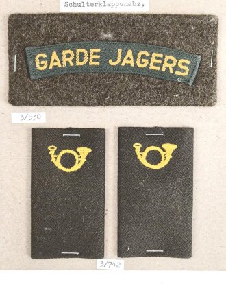 Niederlande, Sammlung Rang und Barettabzeichen "Garde Jagers", auf Karton getackert