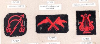 Niederlande, Sammlung Spezialistenabzeichen für Matrosen der blauen Uniform der Marine, auf Karton getackert