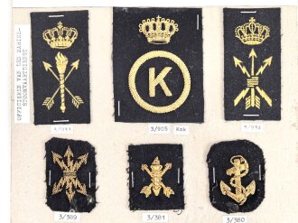 Niederlande, Sammlung Spezialistenabzeichen der Marine, auf Karton getackert